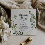 Geometrische Gold Brunch met bride Shower Kaart<br><div class="desc">Deze geometrische goudbrunch met de bruiddoucheuitnodiging is perfect voor een tropische bruiloft. Het ontwerp is voorzien van met de hand geschilderde,  mooie groene bladeren,  die een gouden geometrische lijst bijbrengen.</div>