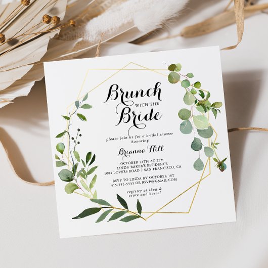 Geometrische Gold Brunch met bride Shower Kaart