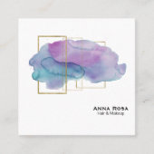 *~* Geometrische Gold Chic Paarse Magenta Waterver Vierkante Visitekaartje (Voorkant)