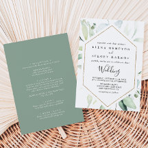 Geometrische Gold Eucalyptus Front & Back Wedding