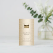 Geometrische Gold Foil Monogram Hair Stylist Visitekaartje (Staand voorkant)