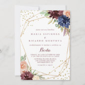 Geometrische Gold Glitter Calligraphy Spain Weddin Kaart (Voorkant)