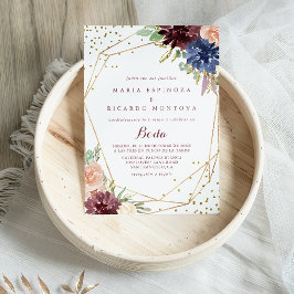 Geometrische Gold Glitter Calligraphy Spain Weddin Kaart