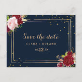Geometrische Gold Glitter Red Tropical Save the Da Briefkaart (Voorkant)