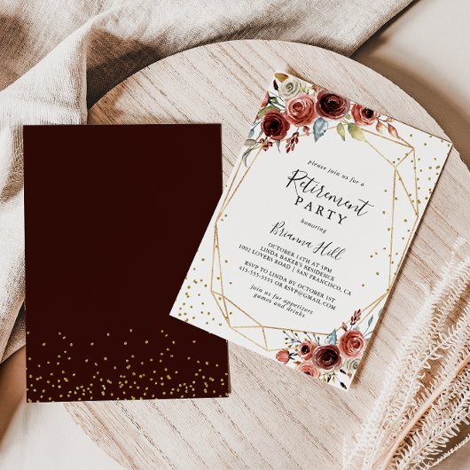 Geometrische Gold Glitter Spring Retirement Party Kaart