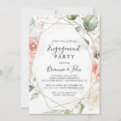 Geometrische Gold Green Foliage Engagement Party Kaart (Voorkant)