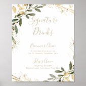 Geometrische Gold Greenery Herfst Signature Drink  Poster (Voorkant)