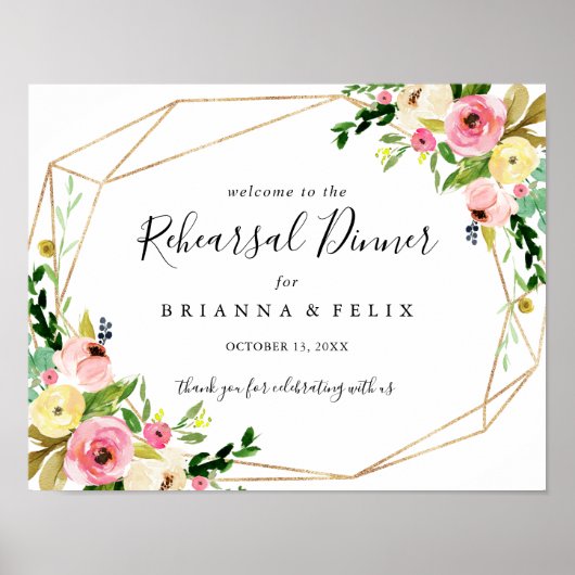 Geometrische Gold Herfst repetitie: Welkomstbord Poster (Voorkant)