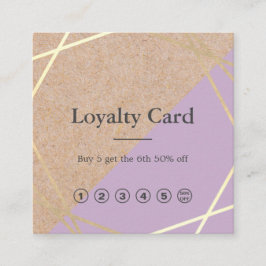Geometrische Gold Kraft Printed Lavender Loyalty Vierkante Visitekaartje