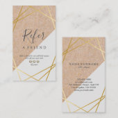 Geometrische Gold KraftGedrukte grijze verwijzing  Visitekaartje (Voorkant / Achterkant)