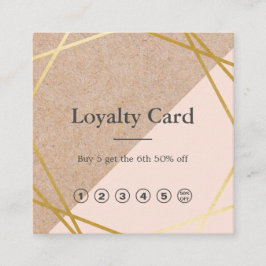 Geometrische Gold KraftPrinted Lt Pastel Roze Loya Vierkante Visitekaartje