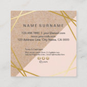 Geometrische Gold KraftPrinted Lt Pastel Roze Loya Vierkante Visitekaartje (Achterkant)