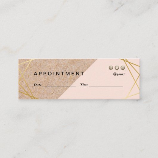 Geometrische Gold KraftPrinted Lt Pink Appointment Mini Visitekaartje (Voorkant)