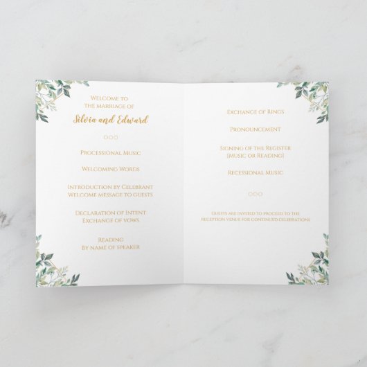Geometrische Gold Leaf Wedding Order of Service Programma (Binnen)