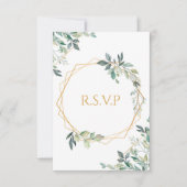 Geometrische Gold Leaf Wedding RSVP-Kaart RSVP Kaartje (Voorkant)