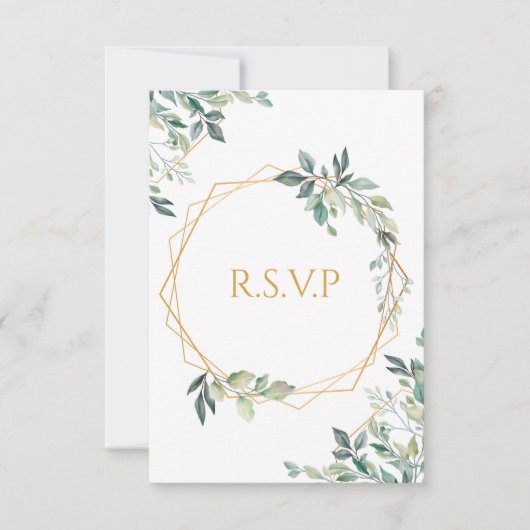 Geometrische Gold Leaf Wedding RSVP-Kaart RSVP Kaartje (Voorkant)