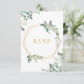 Geometrische Gold Leaf Wedding RSVP-Kaart RSVP Kaartje (Staand voorkant)
