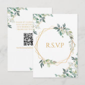 Geometrische Gold Leaf Wedding RSVP-Kaart RSVP Kaartje (Voorkant / Achterkant)
