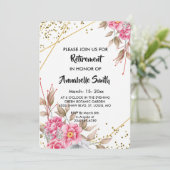 Geometrische Gold Lijst Roze     FloralRetirement Kaart (Staand voorkant)
