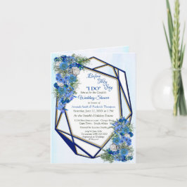 Geometrische Gold-Navy lijsten & blauw Bloemen Paa