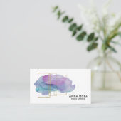 *~* Geometrische Gold Paarse Magenta Waterverf Visitekaartje (Staand voorkant)