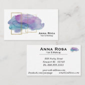 *~* Geometrische Gold Paarse Magenta Waterverf Visitekaartje (Voorkant / Achterkant)