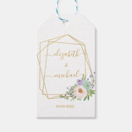 Geometrische Gold-Pastel-Blumen-Hochzeit Cadeaulabel