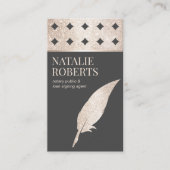 Geometrische Gold Quill Pen Visitekaartje (Voorkant)