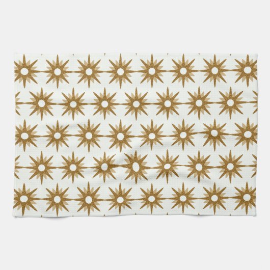 Geometrische Gold Starburst Striped Pattern Theedoek (Horizontaal)