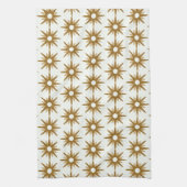 Geometrische Gold Starburst Striped Pattern Theedoek (Verticaal)