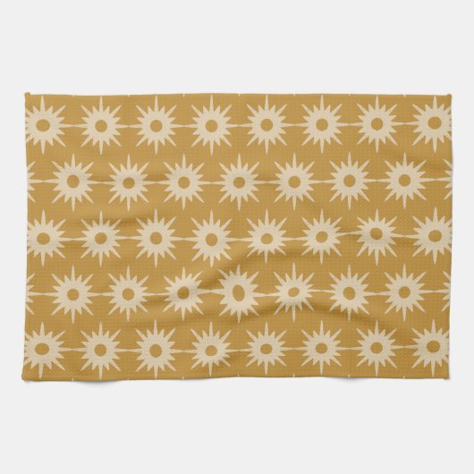  Geometrische Gold Starburst Striped Pattern Theedoek (Horizontaal)
