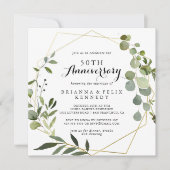 Geometrische Gold Tropical 50th Wedding Jubileum Kaart (Voorkant)