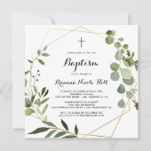 Geometrische Gold Tropical Green Calligraphy Bapti Kaart (Voorkant)