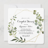 Geometrische Gold Tropical Green Couples Shower Kaart (Voorkant)