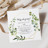 Geometrische Gold Tropical Green Elopement Recepti Kaart