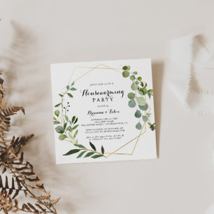 Geometrische Gold Tropical Green Housewarming Part Kaart