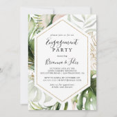 Geometrische Gold Tropical Greenery Engagement Par Kaart (Voorkant)