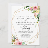 Geometrische Gold Tropical Herfst Front & Back Wed Kaart (Voorkant)