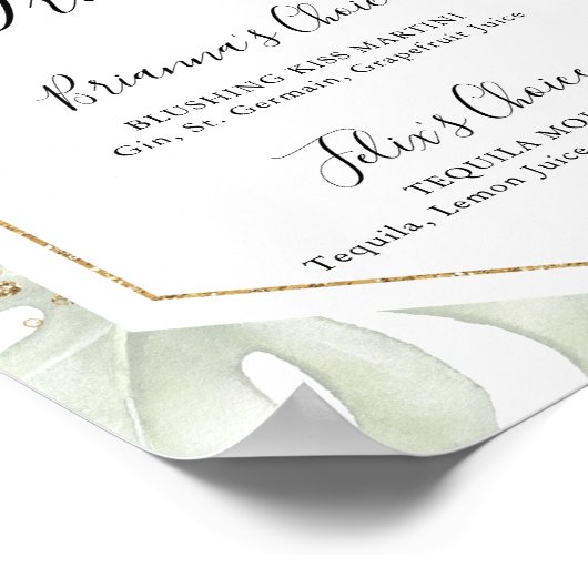 Geometrische Gold Tropical Signature Drink Sign Poster (Hoek)