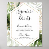 Geometrische Gold Tropical Signature Drink Sign Poster (Voorkant)