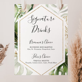 Geometrische Gold Tropical Signature Drink Sign Poster