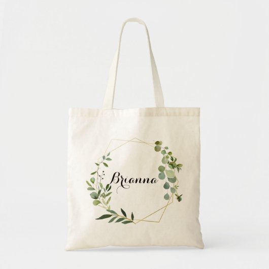 Geometrische Gold Tropische Groene Bridesmaïde Can Tote Bag (Voorkant)