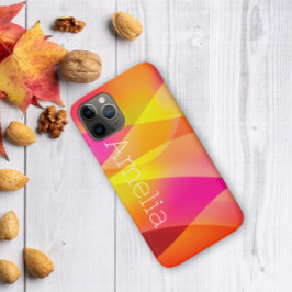 Geometrische golf geel magenta sinaasappel met naa Case-Mate iPhone case