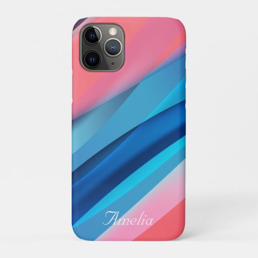 Geometrische golf koraal blauw Case-Mate iPhone case (Achterkant)