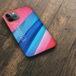 Geometrische golf koraalblauw Case-Mate iPhone case