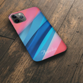 Geometrische golf koraalblauw Case-Mate iPhone case
