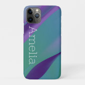 Geometrische golf paarse turquoise violet met naam Case-Mate iPhone case (Achterkant)
