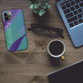 Geometrische golf paarse turquoise violet met naam Case-Mate iPhone case