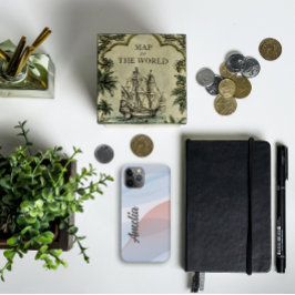 Geometrische golf pastelkleur met naam Case-Mate iPhone case