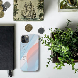 Geometrische golf stoffig blauw roze Case-Mate iPhone case